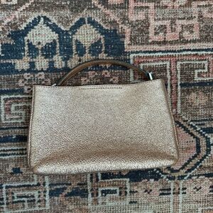 Flynn Rose Gold Metallic Textured Leather Mini Handbag